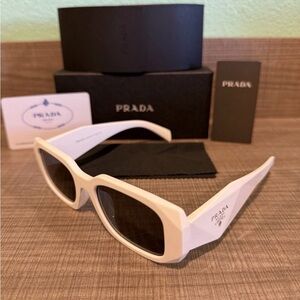 Prada Ivory Rectangular Sunglasses